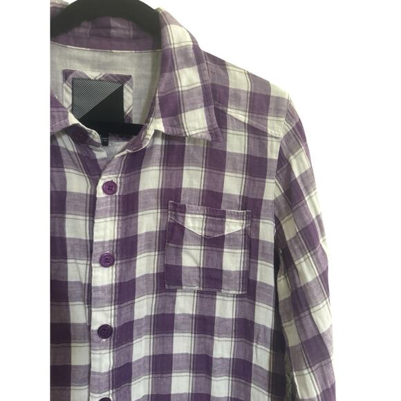 Volcom Womens Medium Cotton Purple Plaid Luna Long Sleeve Button Top #5650 - Picture 3 of 15